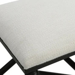Benches & Ottomans-Kirkland's Home Seat And Black Metal Ottoman White