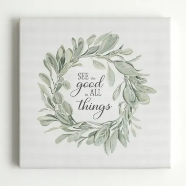 Wall Quotes & Signs-Kirkland's Home See Good In All Things Canvas Art Print White/Green