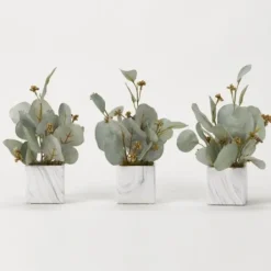 Arrangements & Greenery-Kirkland's Home Seeded Eucalyptus Branches In Cubes, Set Of 3 Green
