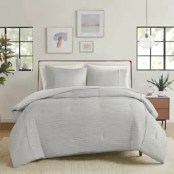 Comforters-Kirkland's Home Seersucker 3-Pc. Cali King Comforter Set Gray
