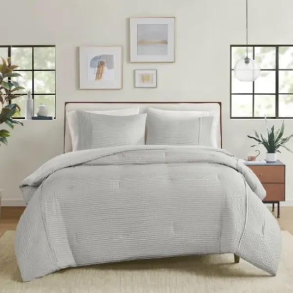 Comforters-Kirkland's Home Seersucker 3-Pc. Cali King Comforter Set Gray