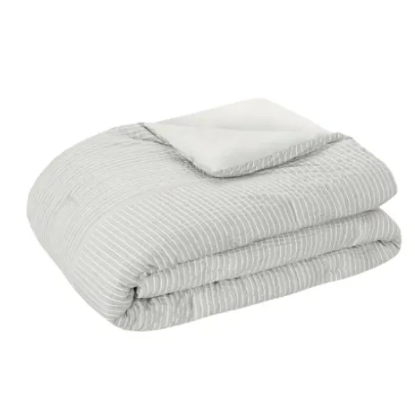 Comforters-Kirkland's Home Seersucker 3-Pc. Cali King Comforter Set Gray
