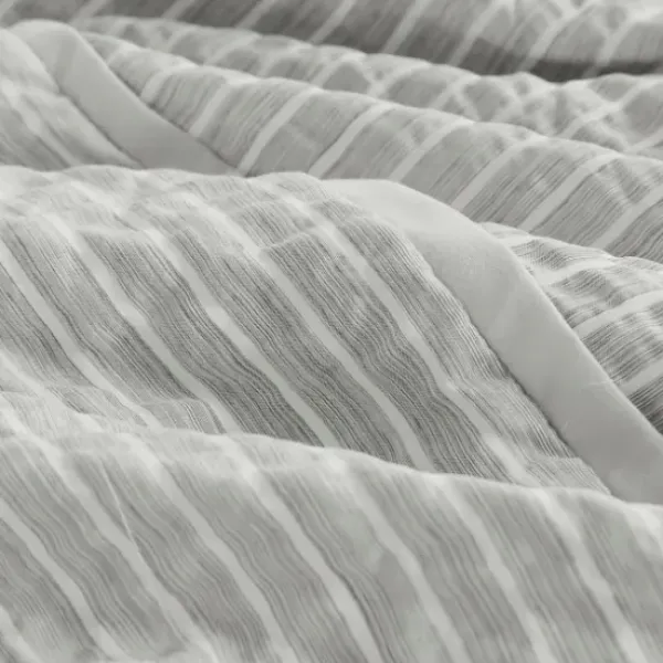 Comforters-Kirkland's Home Seersucker 3-Pc. Cali King Comforter Set Gray