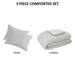 Comforters-Kirkland's Home Seersucker 3-Pc. Cali King Comforter Set Gray