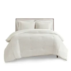 Comforters-Kirkland's Home Seersucker 3-Pc. Full/Queen Comforter Set Ivory