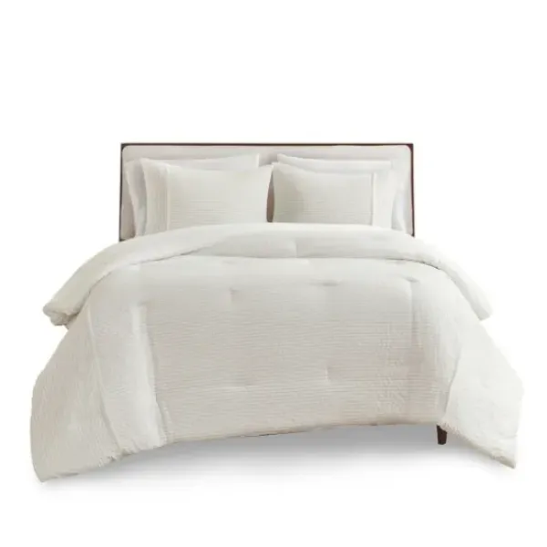 Comforters-Kirkland's Home Seersucker 3-Pc. Full/Queen Comforter Set Ivory
