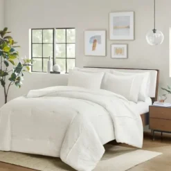 Comforters-Kirkland's Home Seersucker 3-Pc. Full/Queen Comforter Set Ivory