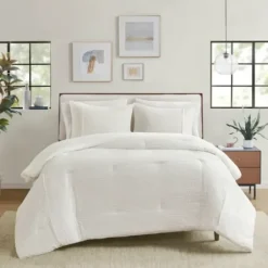 Comforters-Kirkland's Home Seersucker 3-Pc. Full/Queen Comforter Set Ivory