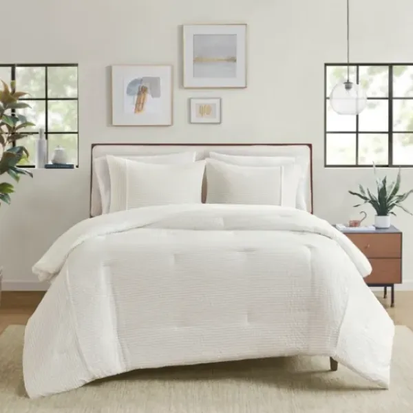 Comforters-Kirkland's Home Seersucker 3-Pc. Full/Queen Comforter Set Ivory