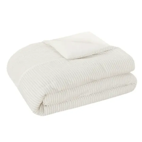 Comforters-Kirkland's Home Seersucker 3-Pc. Full/Queen Comforter Set Ivory