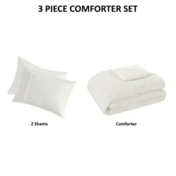 Comforters-Kirkland's Home Seersucker 3-Pc. Full/Queen Comforter Set Ivory