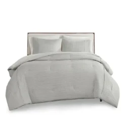 Comforters-Kirkland's Home Seersucker 3-Pc. Full/Queen Comforter Set Gray