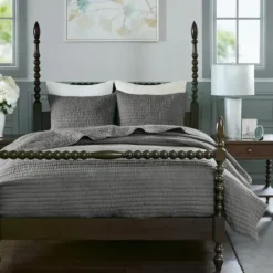 Bedspreads & Coverlets-Kirkland's Home Serene Quilted 3-Pc. King Coverlet Set Gray