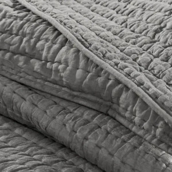 Bedspreads & Coverlets-Kirkland's Home Serene Quilted 3-Pc. Queen Coverlet Set Gray