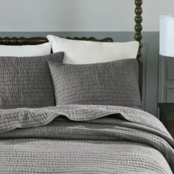 Bedspreads & Coverlets-Kirkland's Home Serene Quilted 3-Pc. Queen Coverlet Set Gray