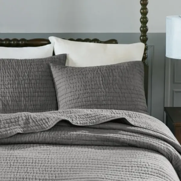 Bedspreads & Coverlets-Kirkland's Home Serene Quilted 3-Pc. Queen Coverlet Set Gray