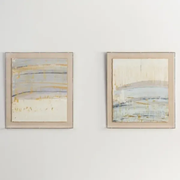 Framed Art-Kirkland's Home Serenity Blue I Shadowbox Art Print Ivory/Blue/Gold