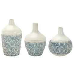 Vases-Kirkland's Home Shabby Chic Floral Scroll Pitcher Vase Ivory/Tan/Green
