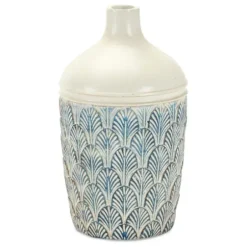 Vases-Kirkland's Home Shabby Chic Floral Scroll Pitcher Vase Ivory/Tan/Green