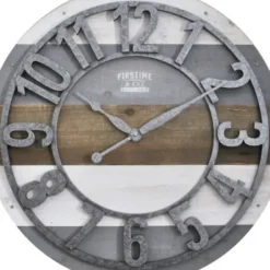 Clocks-Kirkland's Home Shabby Planks Wall Clock Brown