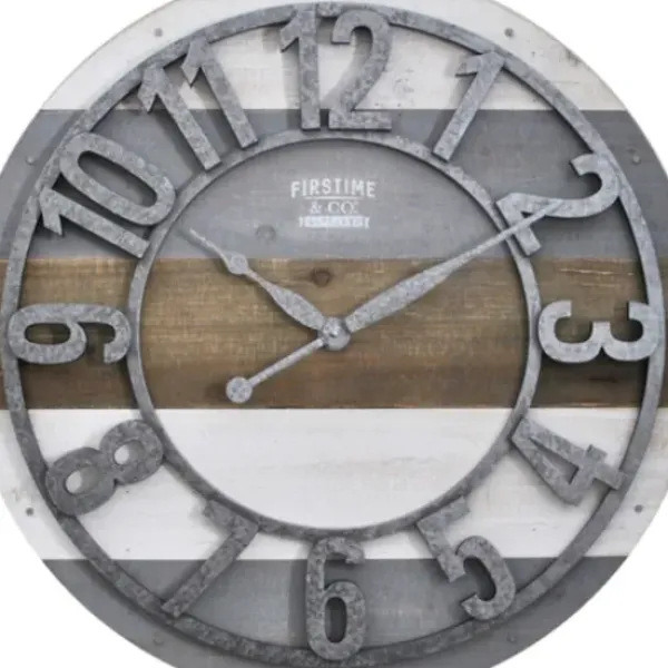 Clocks-Kirkland's Home Shabby Planks Wall Clock Brown