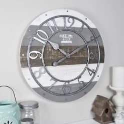 Clocks-Kirkland's Home Shabby Wood Plank Wall Clock