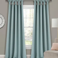 Curtains & Drapes-Kirkland's Home Sheer Blue Botanical Curtain Panel Set, 95 In. White/Blue