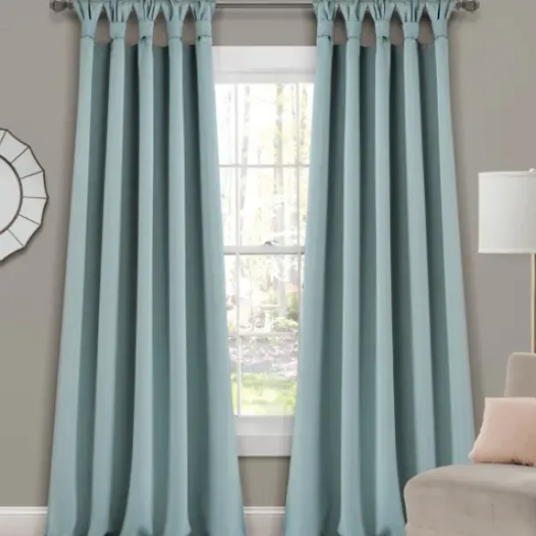 Curtains & Drapes-Kirkland's Home Sheer Blue Botanical Curtain Panel Set, 95 In. White/Blue
