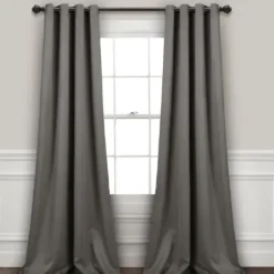 Curtains & Drapes-Kirkland's Home Sheer Dark Linen Curtain Panel, 108 In. Gray