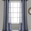 Curtains & Drapes-Kirkland's Home Sheer Navy Textured Curtain Panel Set, 84 In. Blue