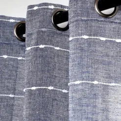 Curtains & Drapes-Kirkland's Home Sheer Navy Textured Curtain Panel Set, 84 In. Blue