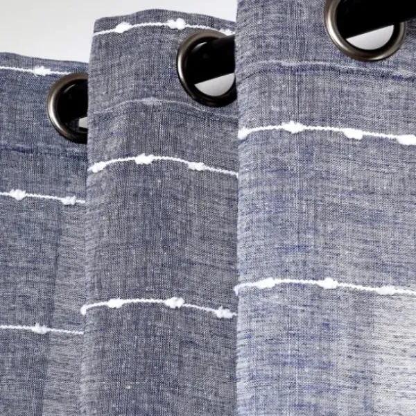 Curtains & Drapes-Kirkland's Home Sheer Navy Textured Curtain Panel Set, 84 In. Blue