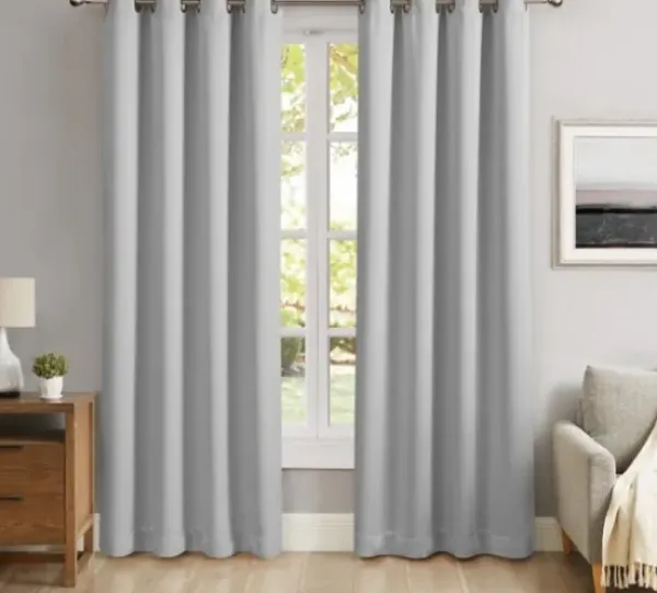 Curtains & Drapes-Kirkland's Home Sheer Textured Curtain Panel Set, 84 In. Gray