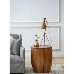 Accent & End Tables-Kirkland's Home Sheesham And Mango Wood Drum Accent Table