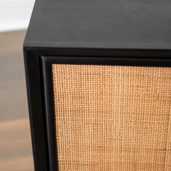 Cabinets & Sideboards-Kirkland's Home Shelby And Natural Cane Cabinet Black