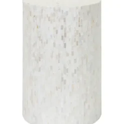 Accent & End Tables-Kirkland's Home Shell Cylinder Frame Accent Table White