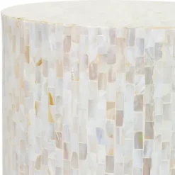 Accent & End Tables-Kirkland's Home Shell Cylinder Frame Accent Table White