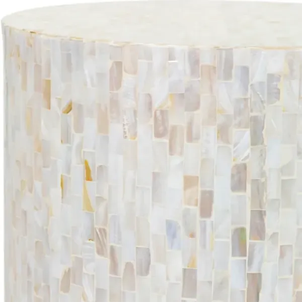 Accent & End Tables-Kirkland's Home Shell Cylinder Frame Accent Table White