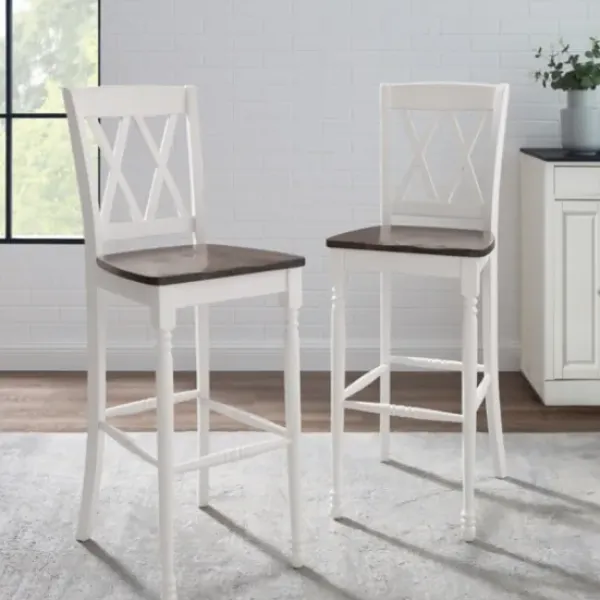 Bar Stools & Counter Height Stools-Kirkland's Home Shelly Classic Bar Stools, Set Of 2 White