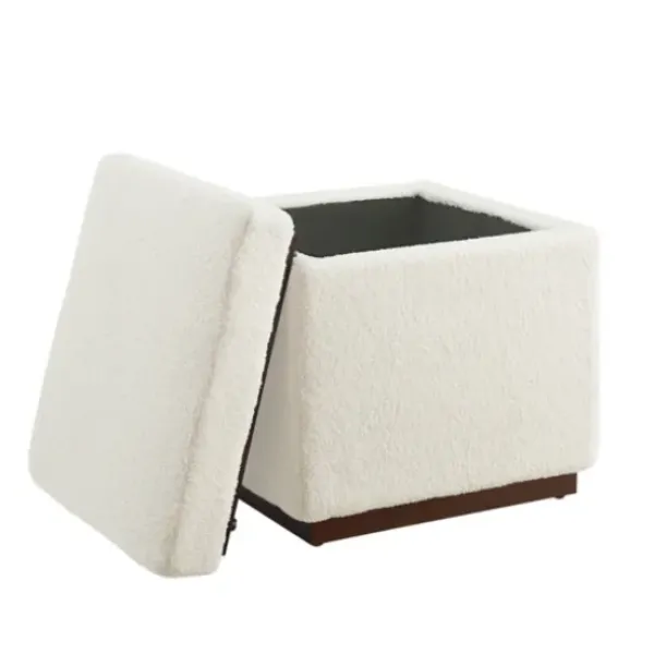 Benches & Ottomans-Kirkland's Home Sherpa Cube Storage Ottoman Ivory