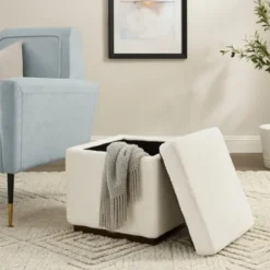 Benches & Ottomans-Kirkland's Home Sherpa Cube Storage Ottoman Ivory