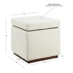 Benches & Ottomans-Kirkland's Home Sherpa Cube Storage Ottoman Ivory