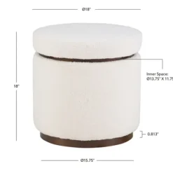 Benches & Ottomans-Kirkland's Home Sherpa Upholstered Storage Ottoman White
