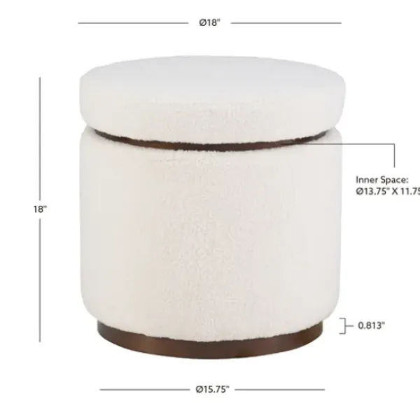 Benches & Ottomans-Kirkland's Home Sherpa Upholstered Storage Ottoman White