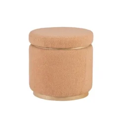 Benches & Ottomans-Kirkland's Home Sherpa Upholstered Storage Ottoman Tan