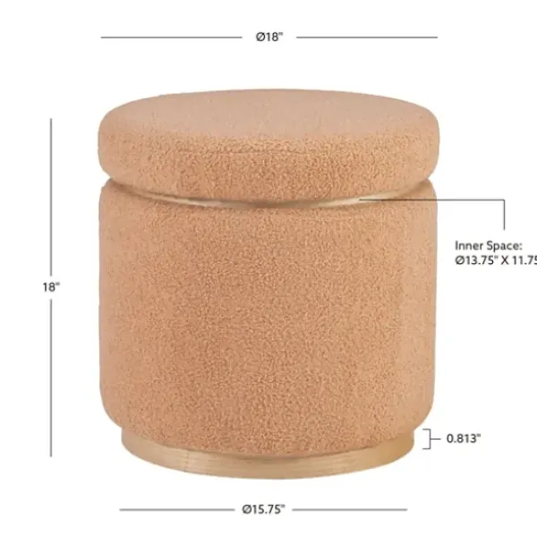 Benches & Ottomans-Kirkland's Home Sherpa Upholstered Storage Ottoman Tan