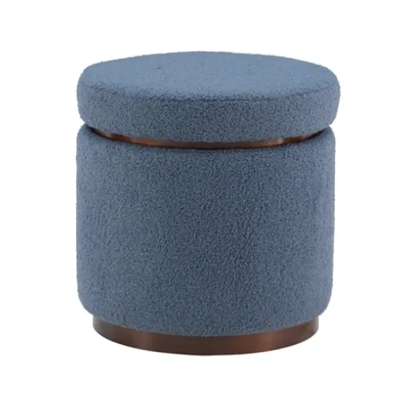 Benches & Ottomans-Kirkland's Home Sherpa Upholstered Storage Ottoman Blue
