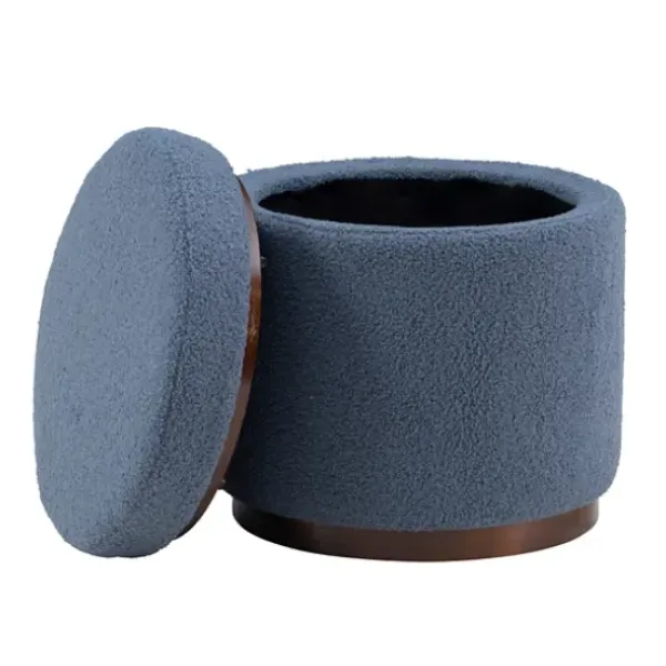 Benches & Ottomans-Kirkland's Home Sherpa Upholstered Storage Ottoman Blue
