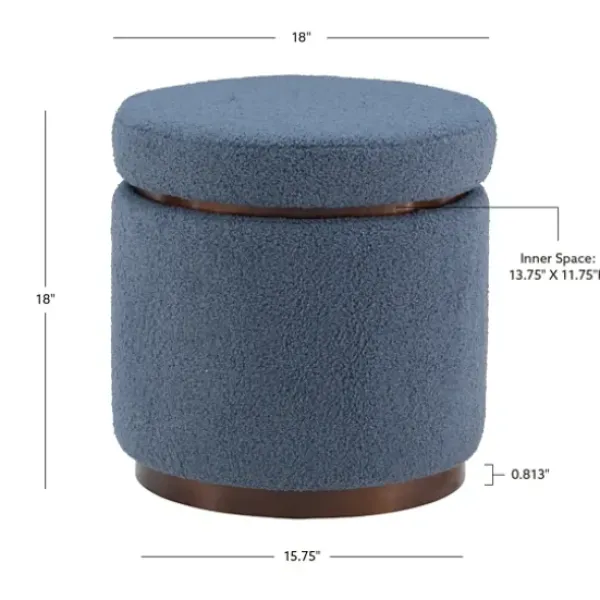 Benches & Ottomans-Kirkland's Home Sherpa Upholstered Storage Ottoman Blue