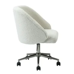 Office Furniture-Kirkland's Home Sherpa Upholstered Swivel Office Chair White